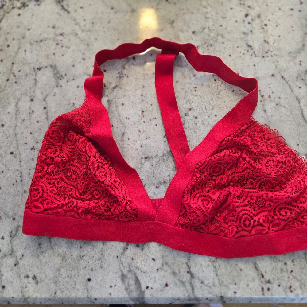 Bralette red lacy T strap back womens xl
